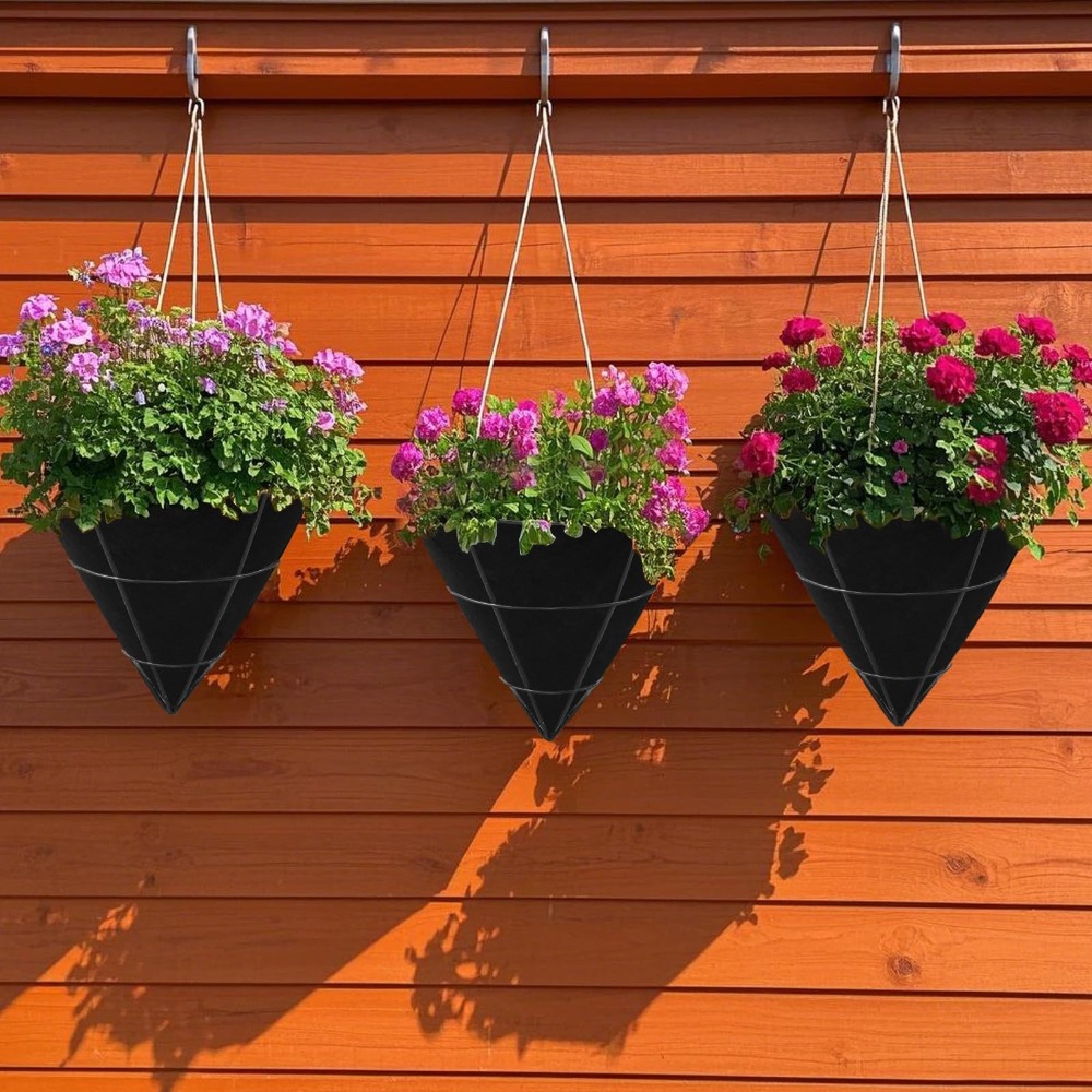 3 stks Ademend Kegelvormige Liners Zwart Milieuvriendelijke Vilt Tuinieren Matten Herbruikbare Planter Mand Liners Outdoor Tuinieren
