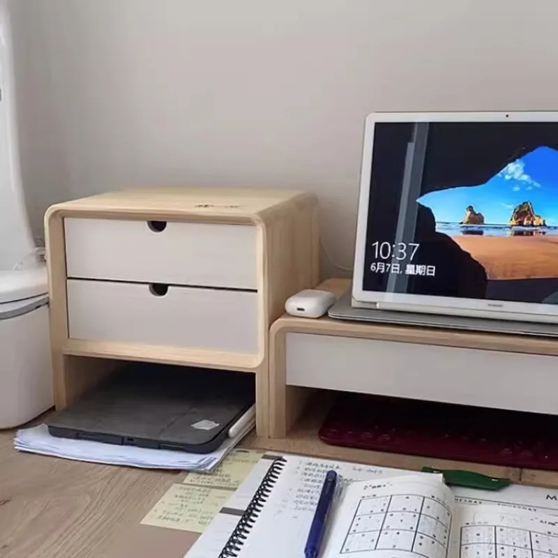 monitor stand riser 40-60cm double-deck solid wood... – Grandado