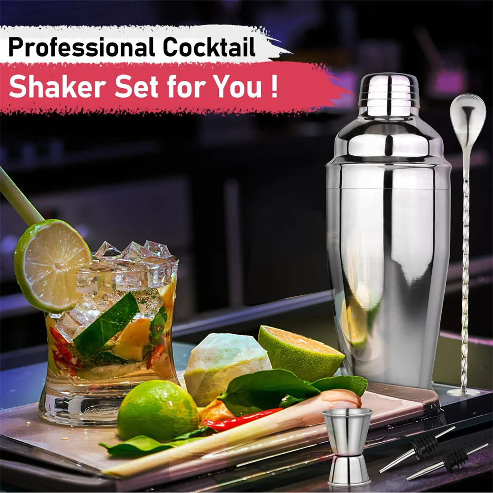 Bartender Cup Cocktail Shaker Bar Set Cocktail Tool for Drink Mixing Bar Tools Martini Shaker Liquor Pourer Muddler Spoon Jigger