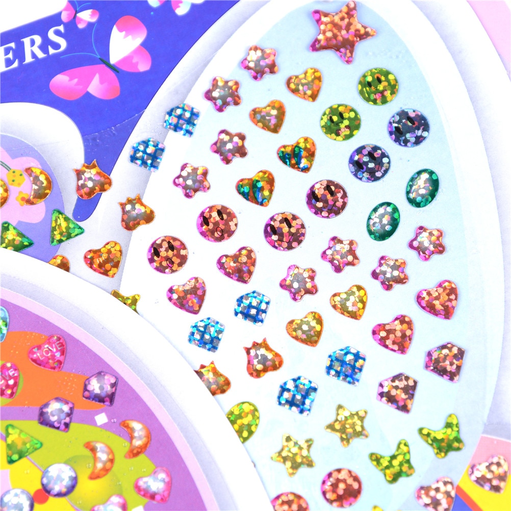 1Sheet Wonderful Children Boy Girl Stickers Earring Cartoon Reward Crystal Stickers ear Reward stick kindergarten face stickers