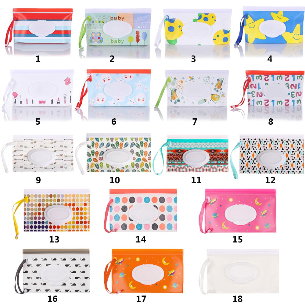 Outdoor Wipes Carrying Case Clutch and Clean Wet Wipes Bag for Stroller Cosmetic Pouch with Easy-Carry Snap-Strap