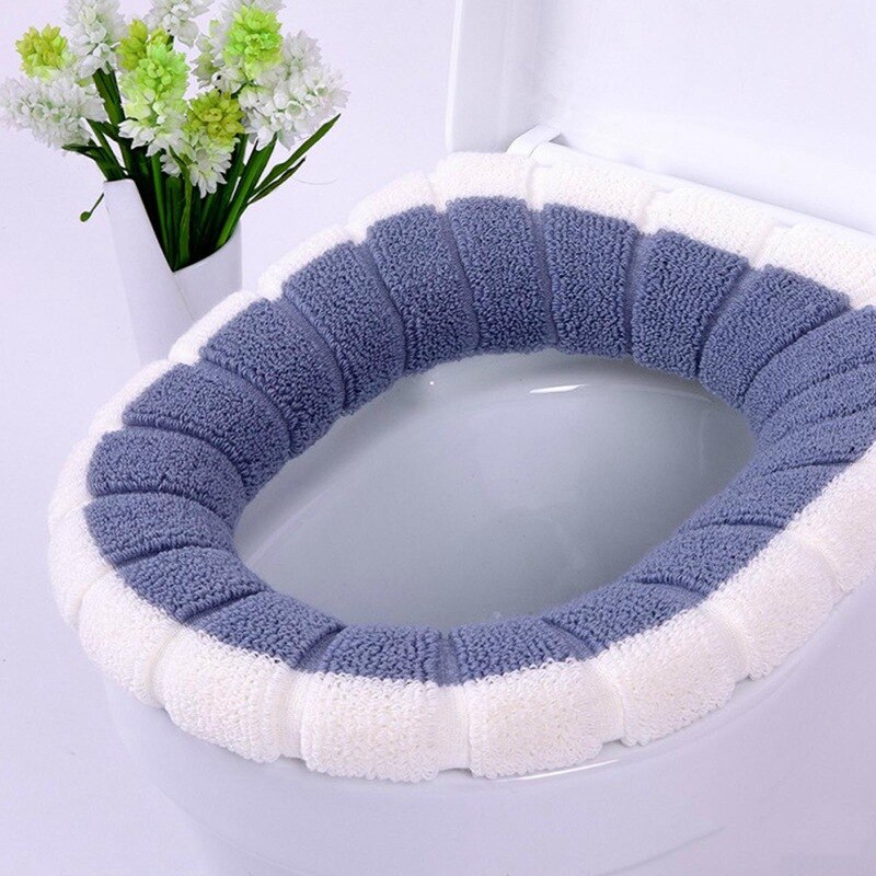 O-vormige toiletbril voor in de badkamer, universeel toilet, wasbaar, zacht warmer, matje, hoes, toiletzitting, kussen, toiletdeksel, accessoire: Bl