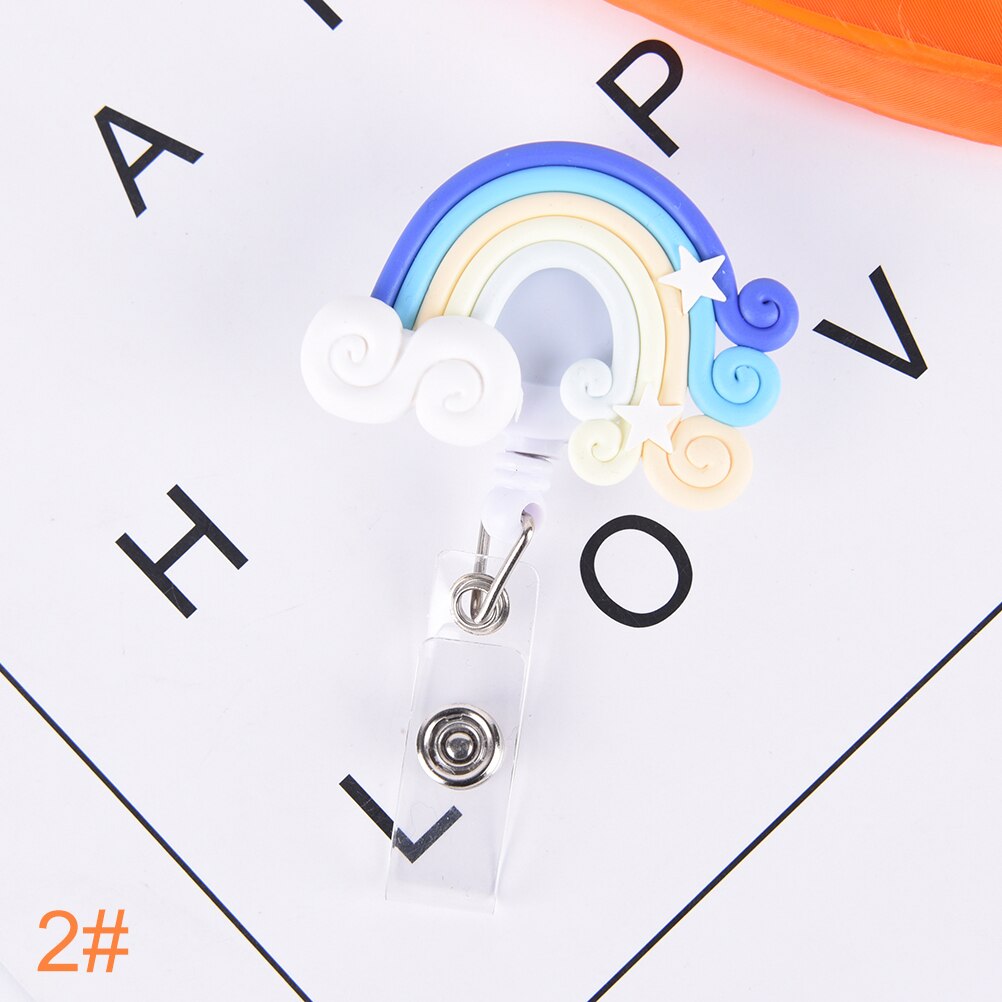 1Pcs Schattige Kleine Tag Kaarthouder Reel Voor Card Leuke Lolly Regenboog Intrekbare Badge Reel Id Card Clip Id badge: N2