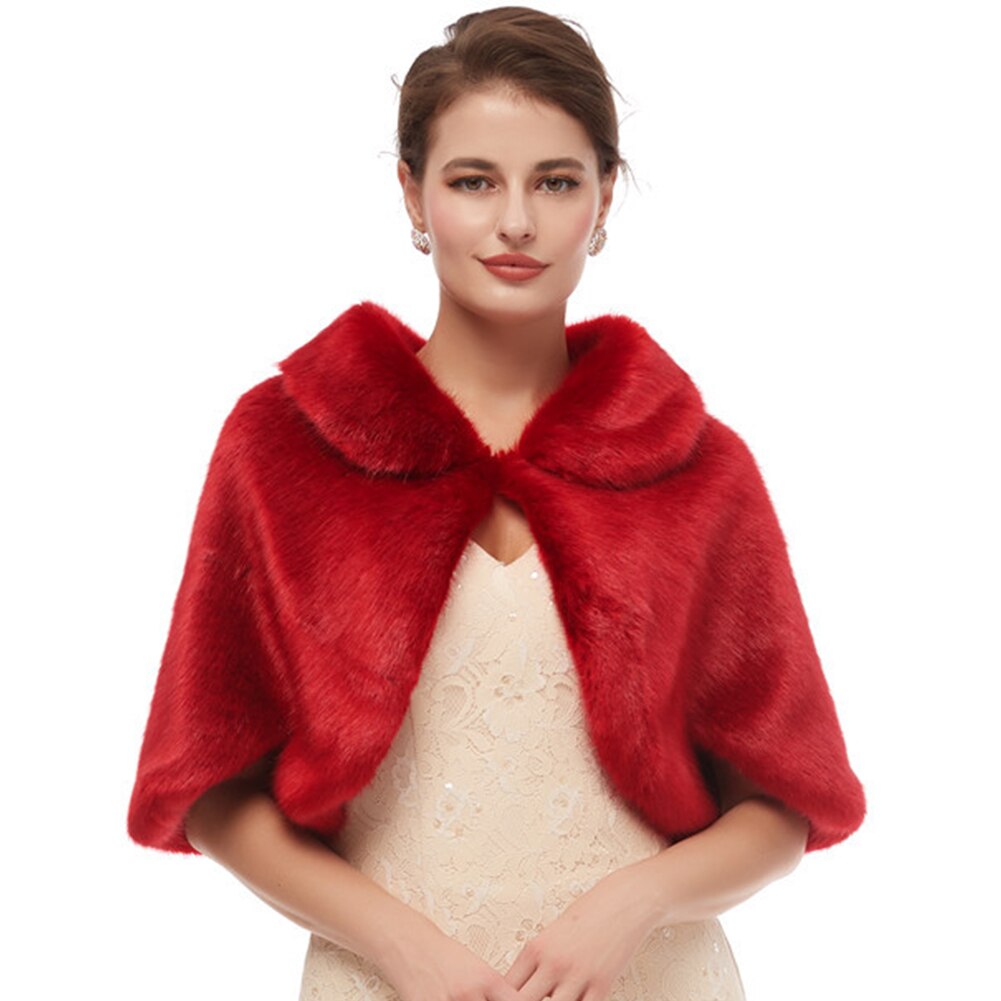 neue Pelz Frauen Bolero Braut Schal Faux Fell wickeln Bolero Hochzeit Kap Braut Schal Pelzcape Winter Elfenbein Braut Mantel Bolero