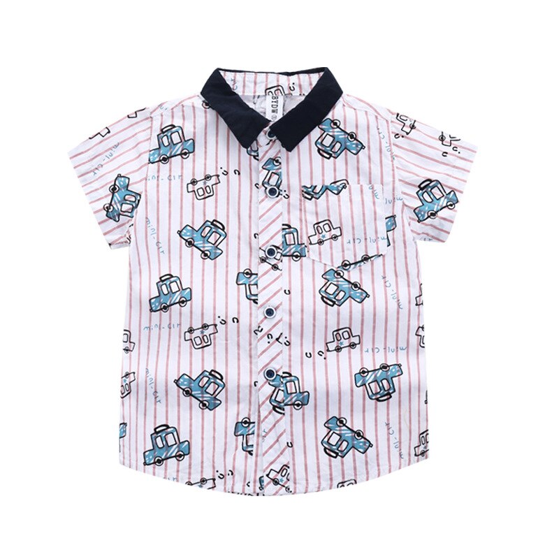 Kinder kurzarm Shirt Trend kinder Kleidung Koreanische Druck Hemd Kinder Kleidung der Junge Sommer Hemd: Pale pink stripes / 90CM
