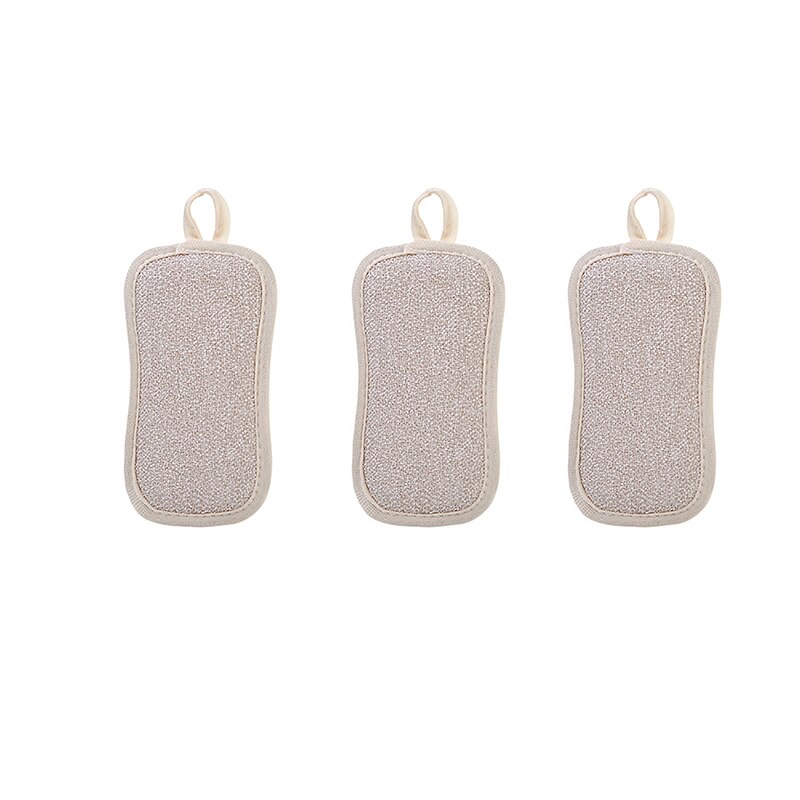 Chiffons de nettoyage de cuisine en microfibre, Double face, épais, éponge à récurer, outils de cuisine, Gadgets: 3pcs beige