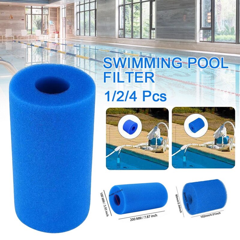 Filterkatoenen spons voor zwembadreiniging, cilindrische filterspons, vervangingsfilter voor zwembadreiniging, filtersponsbuis 1/2/4