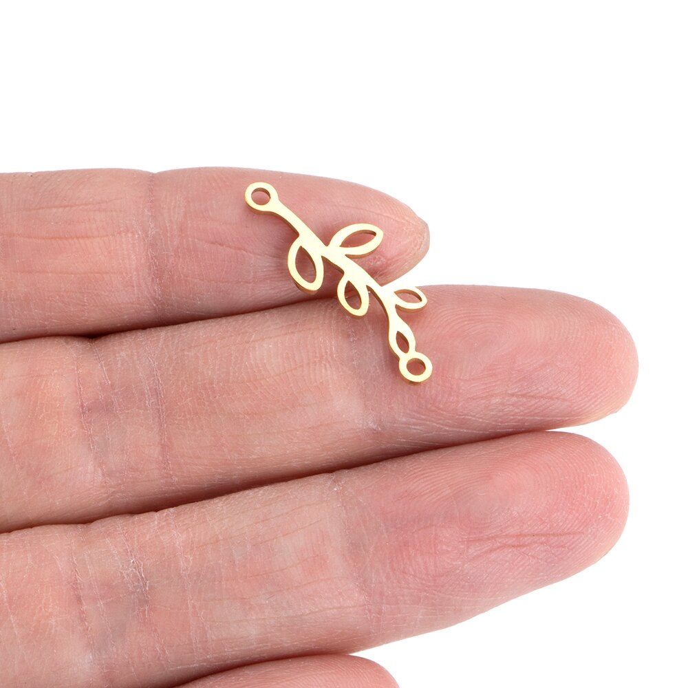 10pcs Stainless Steel Gold Charm Connectors Flower/Bike/Aircraft/Feather Shape Pendant Links For Jewelry Making: G115