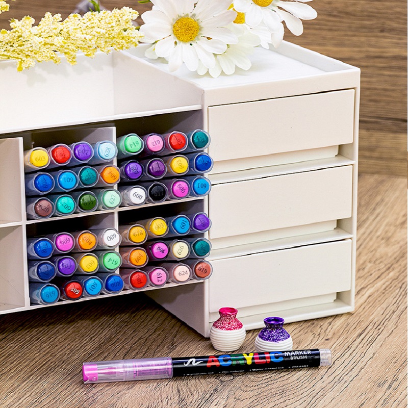 Guangna Acrylic Painting Markers Set Plumones 72/60/48/36/24/12 Colors Soft Brush Pen Marcadores Drawing Graffiti Art Supplier