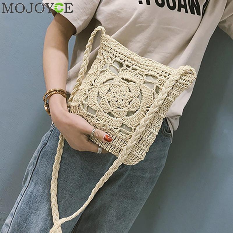 Bohemian Geweven Hollow Out Beach Bag Vrouwen Gehaakte Omzoomd Stro Clutch Handgemaakte Dag Koppelingen Breien Weave Boho Zomer Tas