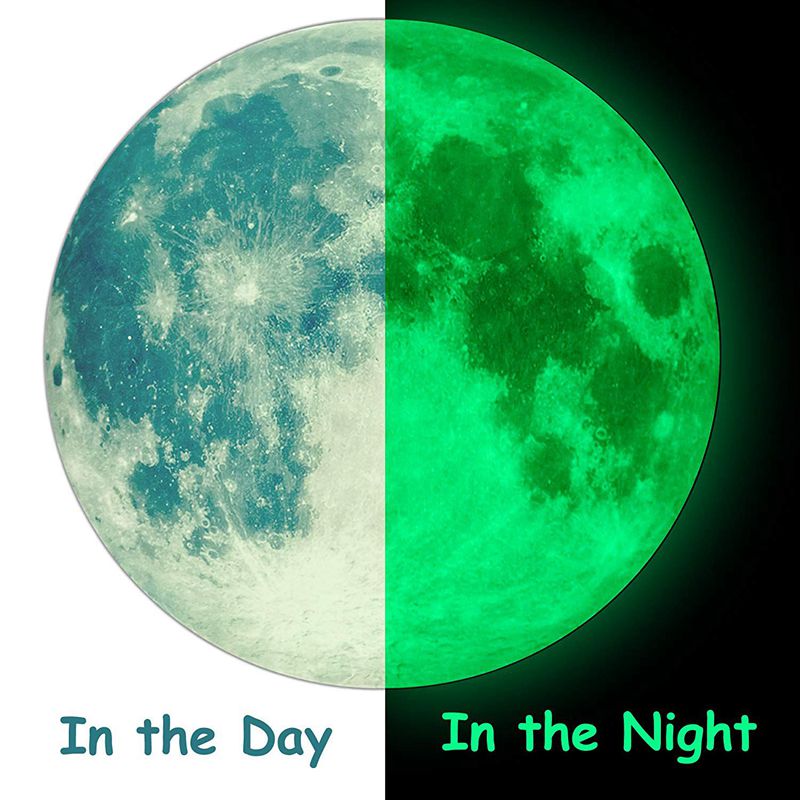 Moon Glow In The Dark Muur Of Plafond Stickers Glow In The Dark Moon 30Cm Nachtlampje Gloeiende Lichtgevende Muur art Stickers Removabl