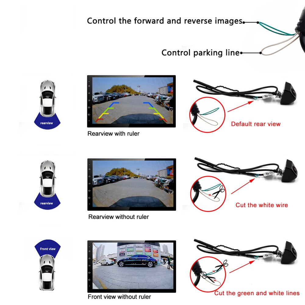 Smartour HD 1296*1080P Night Vision Fisheye Lens Vehicle Reverse Backup Rear View CVBS Camera For All Android DVD Monitor