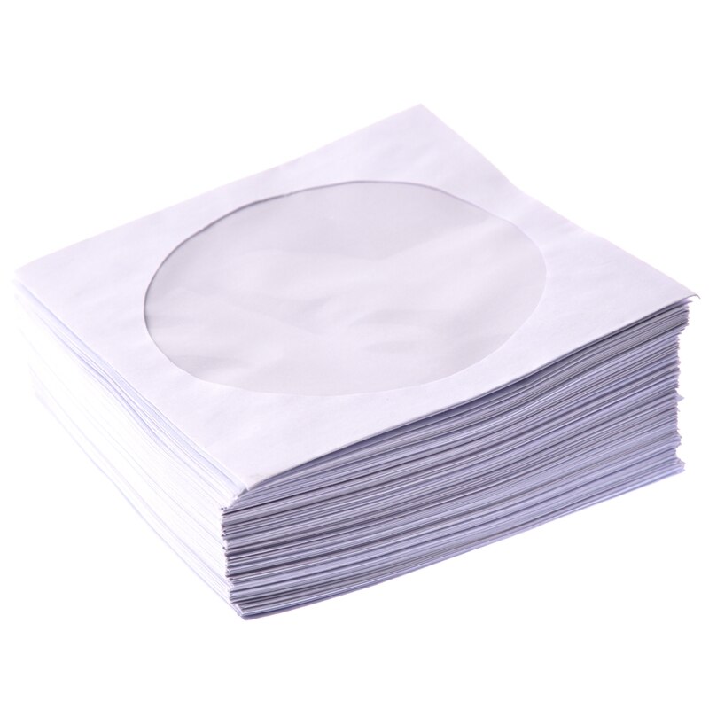 100 Paper CD Sleeves With Window &amp; Flap