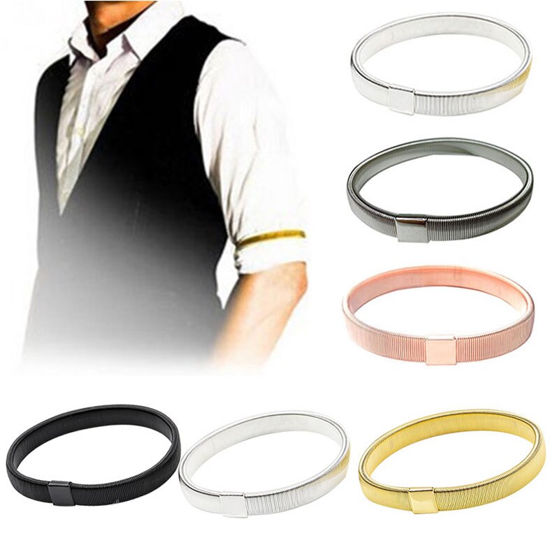 Armband dam skjorta ärmhållare metall armband hålla ups strumpebandsvant ring herr armband elastisk båge armband (ej par)