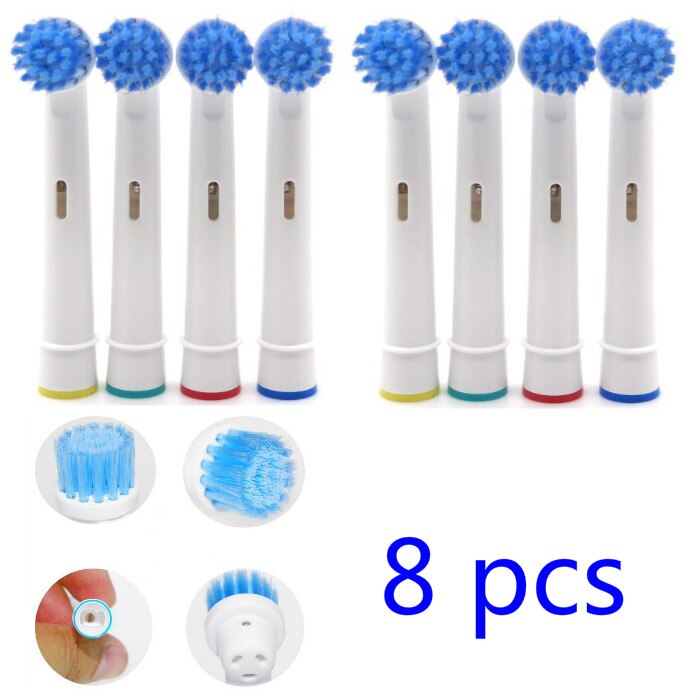 Cabeça de escova de dentes para substituição em escovas elétricas oralb, 8 peças, para crianças, para poder avançado/saúde pro/triumph/3d excel
