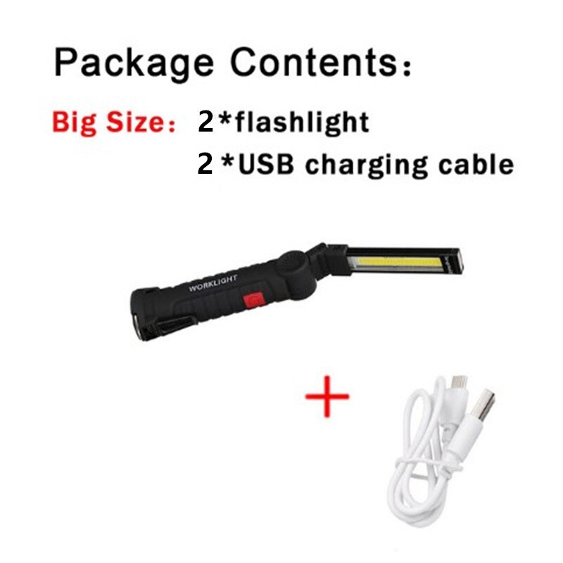 2 stk kolbe ledet lanterne 10w håndholdt lampe sammenleggbar ledet fakkel lommelykt usb frakt ledet bærbart lys 360 roterende med magnet krok