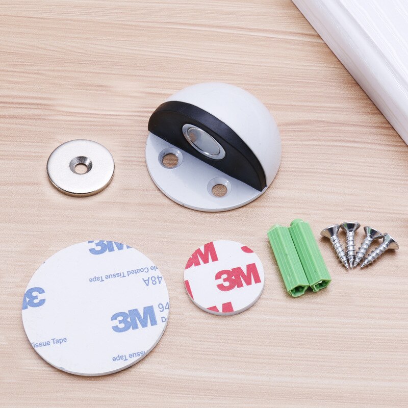 stainless steel Rubber Door Stopper Punching Sticker Hidden Door Holder Catch Floor Mounted Nail-free Door Stop Door Hardware: magnetic 7