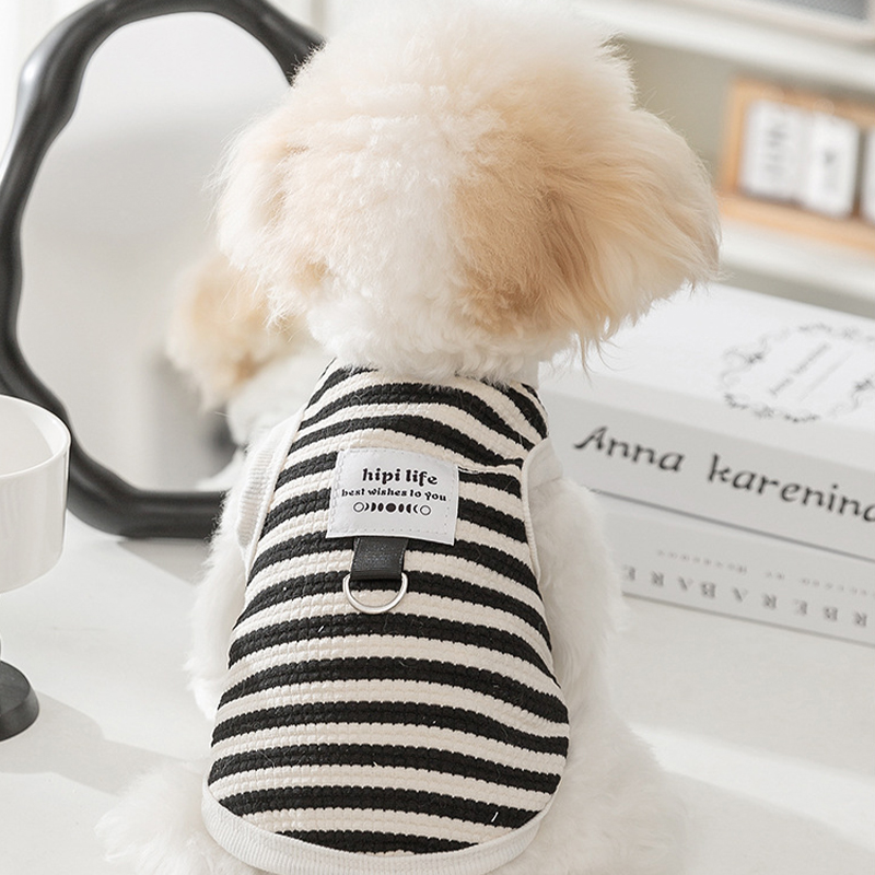 Zomer Hondenkleding Huisdierenvest Zwart Wit Gestreepte Hondenvesten Met Tractie Gesp Chihuahua Bichon Hondenkleding Schattig Puppy Kostuum