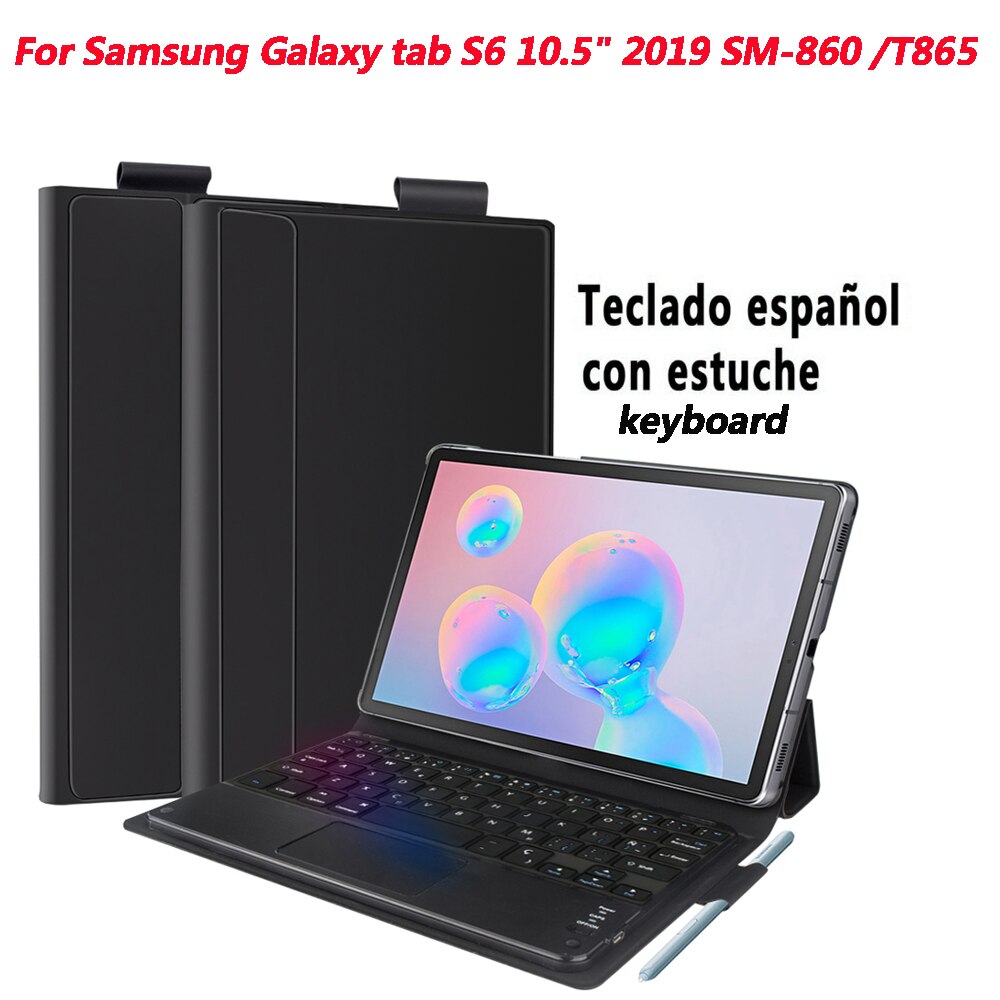 Wireless Russian Keyboard for Samsung Galaxy Tab S6 10.5 In SM-860/T865 Tablet Bluetooth Keyboard Korean Magnetic Keyboards: Spanish