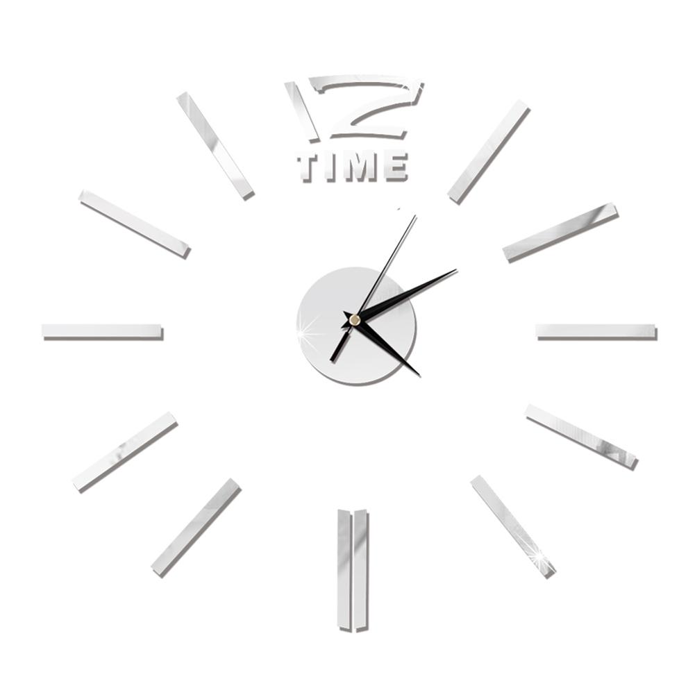 Moderne Mini DIY Große Zauberstab-Uhr Aufkleber stumm Digitale 3D Zauberstab Große Uhr Wohnzimmer Heimat Sekretariat Dekor weihnachten: Silber-