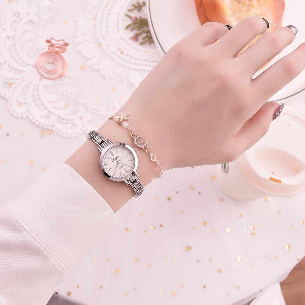Luxe Set Vrouwen Armband Horloges Vrouwen Jurk Dames Polshorloge Luxe Rose Goud Quartz Horloge Set Dropshiping: Silver White