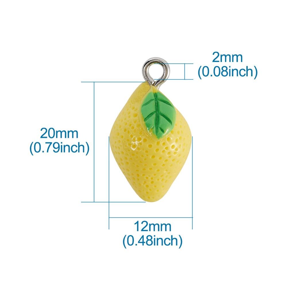 200 pièces mignon citron résine breloques pendentifs Fit collier à faire soi-même boucles d'oreilles porte-clés fabrication de bijoux accessoires faits à la main