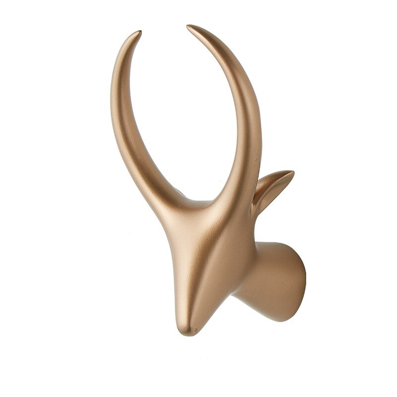 Perchero con cabeza de Animal para el hogar, gancho decorativo para colgar ropa, estante para artículos diversos, montado en la pared, 1 ud.: Gold   Sheep