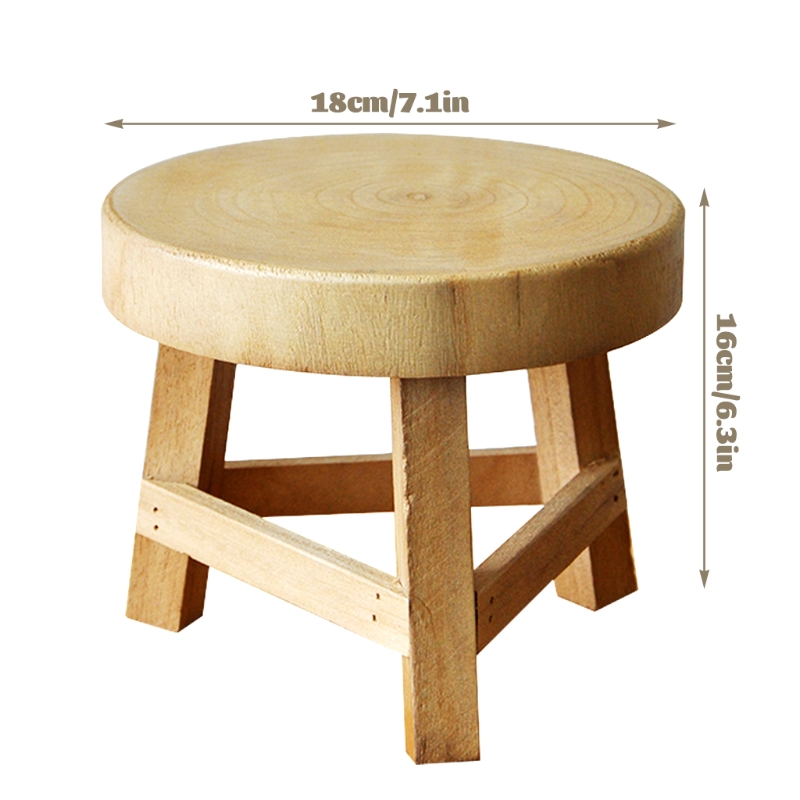 69HF Round Plant Stand Indoor Flower Pot Solid Wood Garden Display Stands Holder