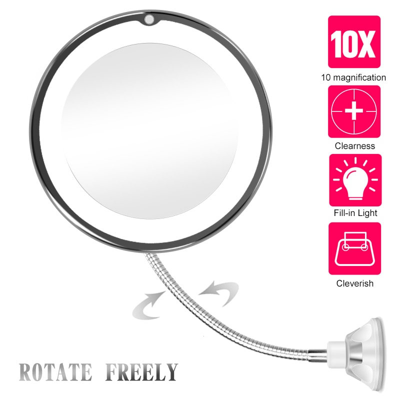 LED Mirror 10X Magnifying Mirror Makeup Mirrors With LED Light Vanity Miroir Grossissant 360 Mirrors Cosmetic Mirror