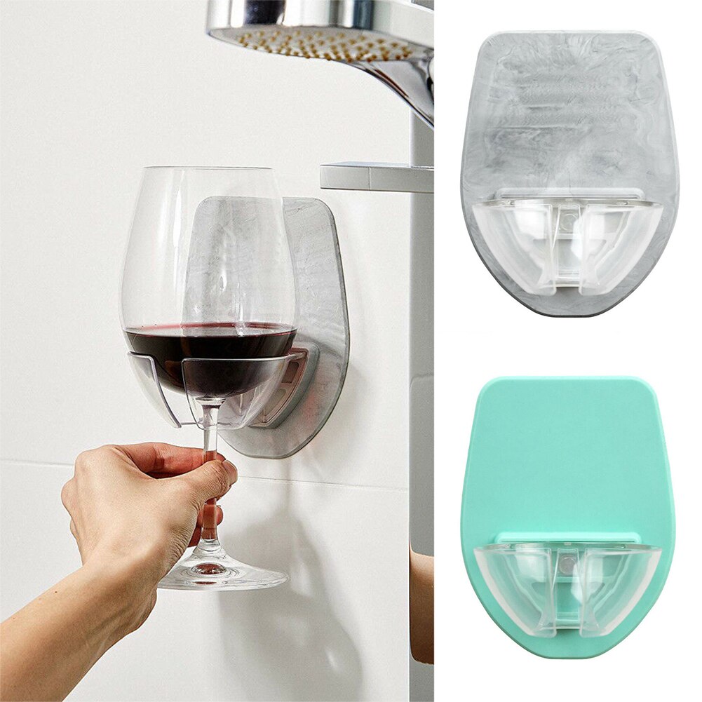 Bedroom Shower Practical Self Adhesive Wall Mount Easy Install Home Durable Simple Stable Bathroom Wine Glass Holder Plastic