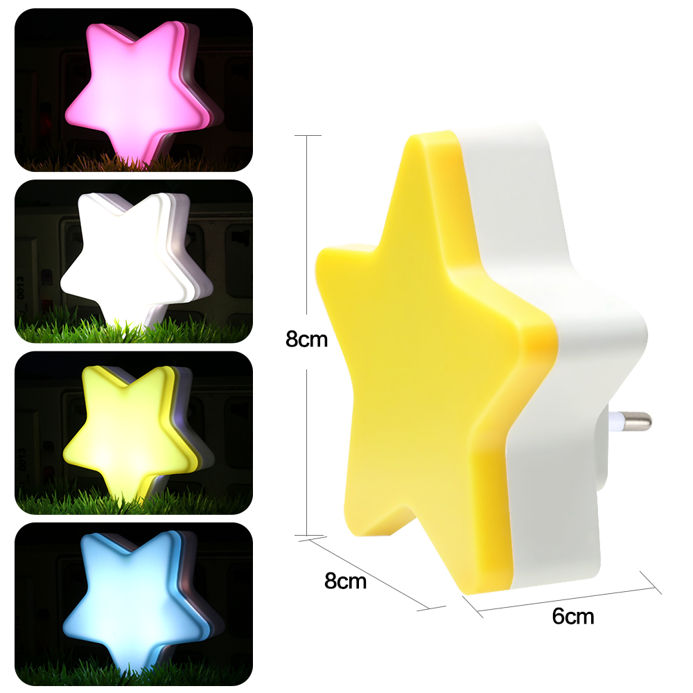Light Sensor Control Mini Star LED Night Light for Dark Night Children Bedroom Bedside Lamp with EU/US Plug Baby Sleeping Light