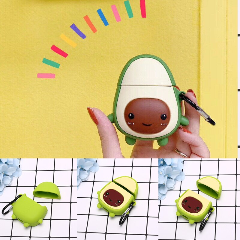 1Pc 3D Leuke Avocado Siliconen Oortelefoon Beschermen Cover Opladen Case Voor Airpods