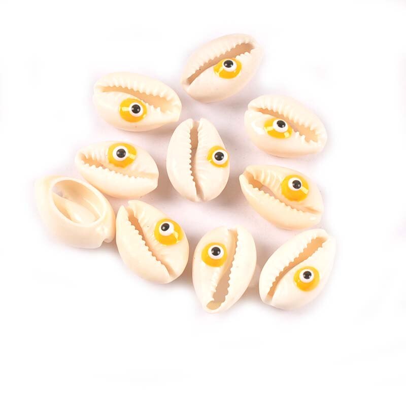 Evil Eyes Conch Shells Beads DIY Scrapbook Craft Natural Seashell For Making Jewelry Bracelet Nautical Home Decorations 10Pcs: 1