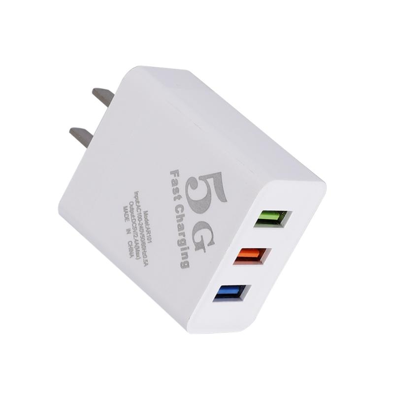 Universal 5V 2.4A Gebürstet Handy Ladegerät Smart 3USB Lade Adapter Reise Ladegerät Handy Ladegeräte Multifunktions