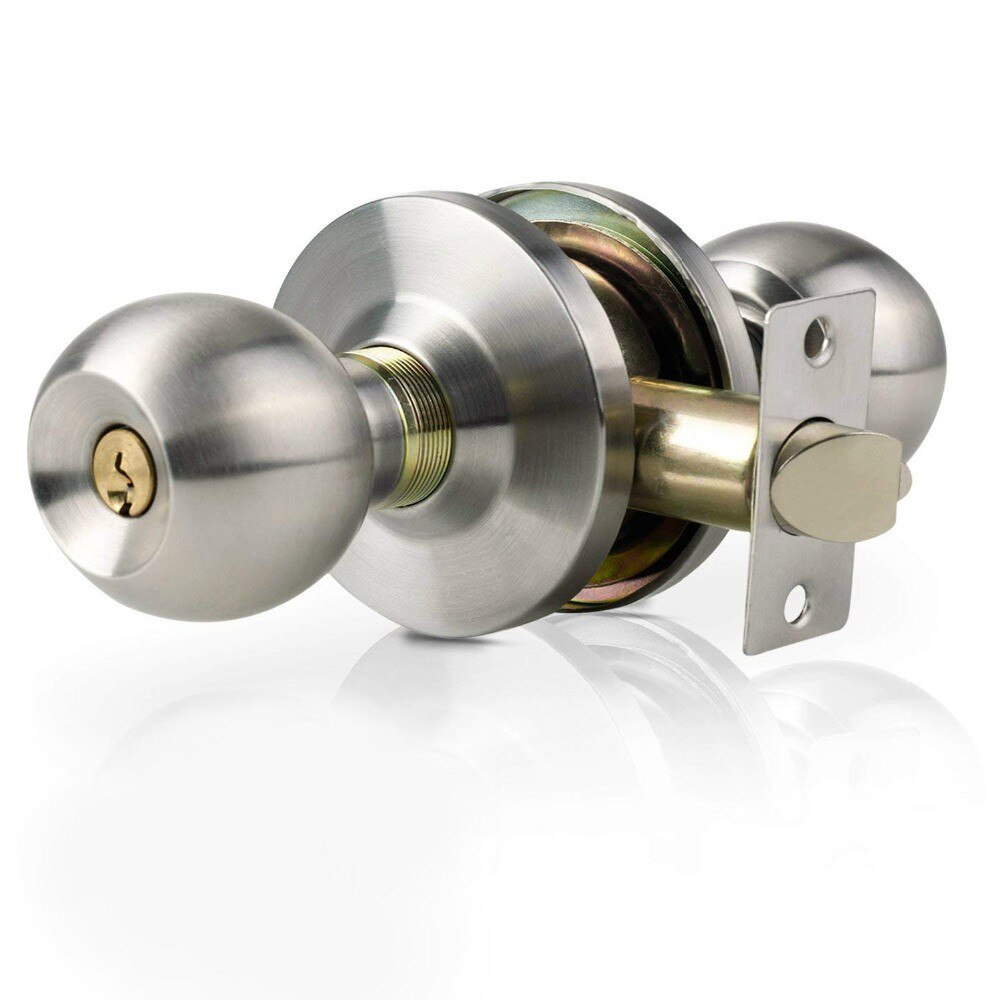 Stainless Steel Entrance Passage Door Lock with Key for Bedroom Living Room Bathroom Antique Round Door Handle Door Knobs Lock: Silver
