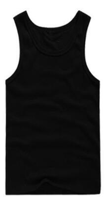 Offre spéciale 1 pièces 100% coton hommes sans manches débardeur solide Muscle gilet sous-vêtements o-cou gymvêtements t-shirts hauts: 1 pieces black / XXXL
