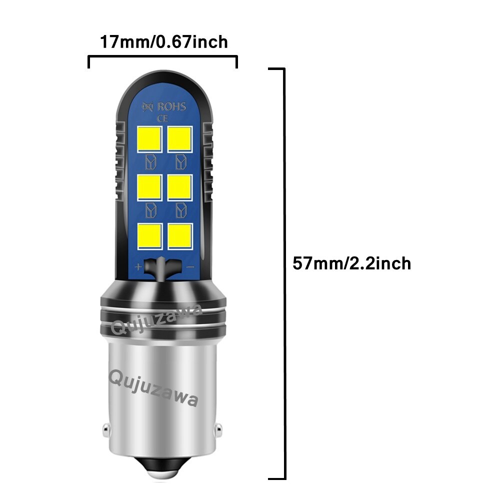 Bombillas LED superbrillantes para coche, luz de marcha atrás de 12V, 2 piezas, BAY15D P21/5W 1157 BA15S P21W BAU15S 1156