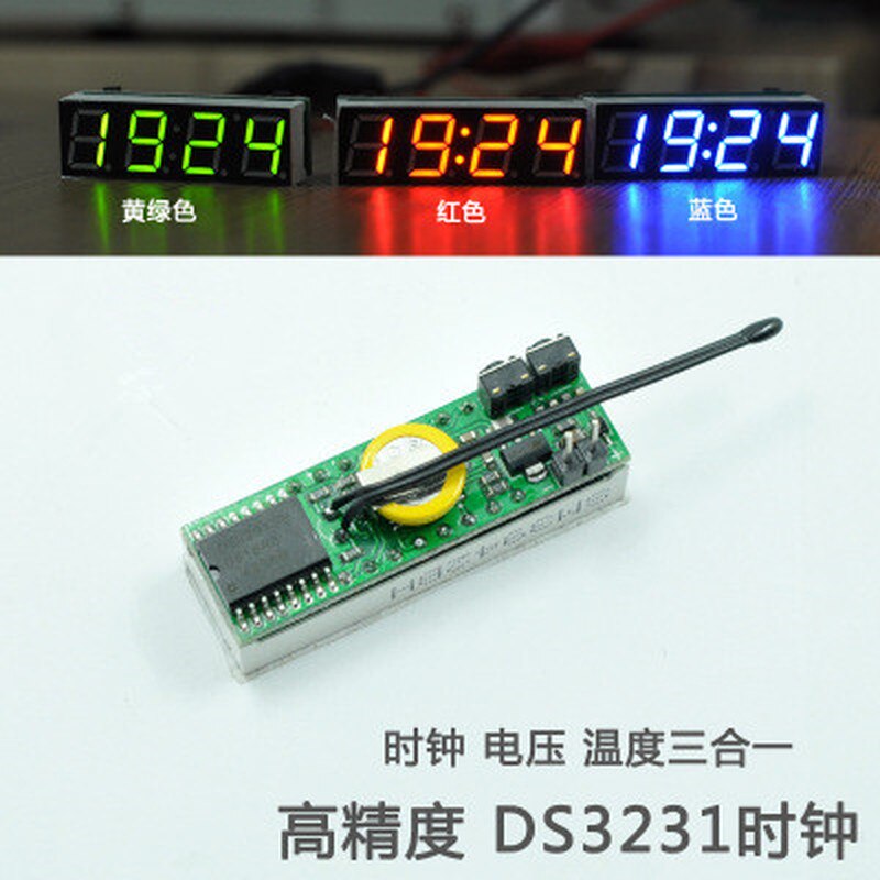 Mini 3 in 1 bil elektrisk ur termometer voltmeter led display digital timer voltmeter interiør elektronisk tilbehør