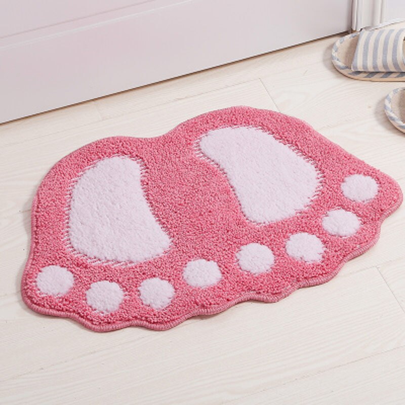 60X40CM Big Feet Bath Mat Suction Non-slip Sucker Bathing Bathroom Floor Doormat Kitchen Door Mat Pad: Pink bath mat