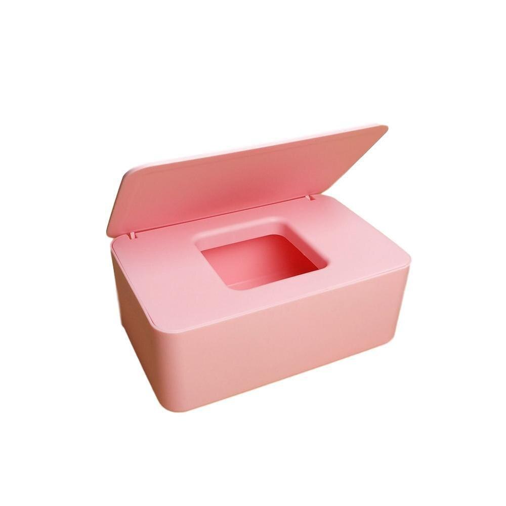 Boîte à mouchoirs humides avec couvercle, boîte à mouchoirs humides avec tiroir, boîte scellée, boîte de rangement de bureau étanche à la poussière E3Z3: pink