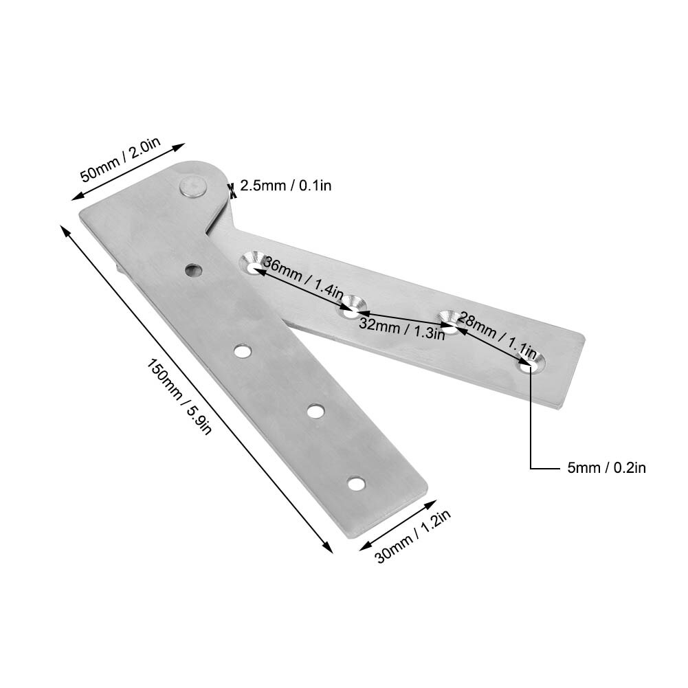 2Pcs Door Hinge Stainless Steel Hinge 180 Degrees Rotation Door Shaft Hinge Furniture Hardware Accessories