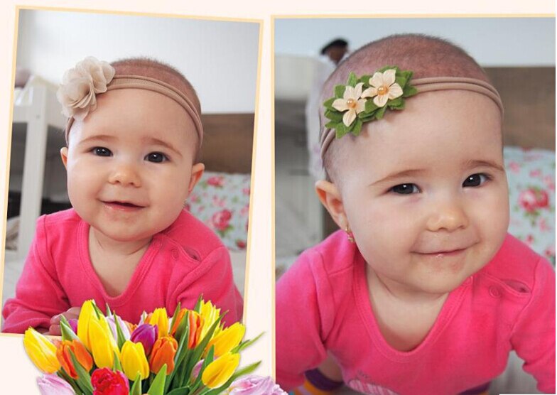 Pudcoco Baby Girl 3Pcs Kids Baby Girls Head Band Hair Bows Flower Girl's Headband Stretch Hairband