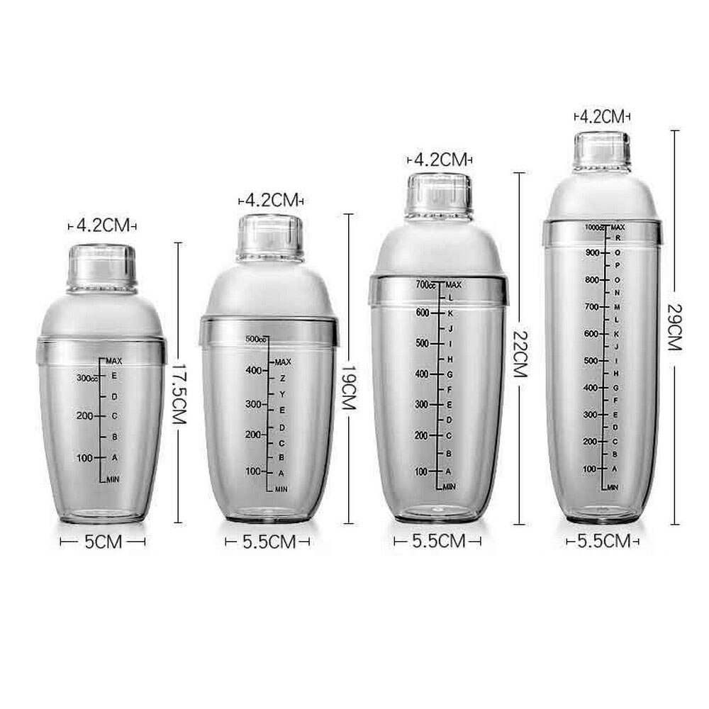 PC Cocktail Glass Wine Beverage Mixer Wine Shaker Drink Shake Cup Coffee Drink Mixer Shake Bottle Tools 350ml/530ml/700ml/1000ml