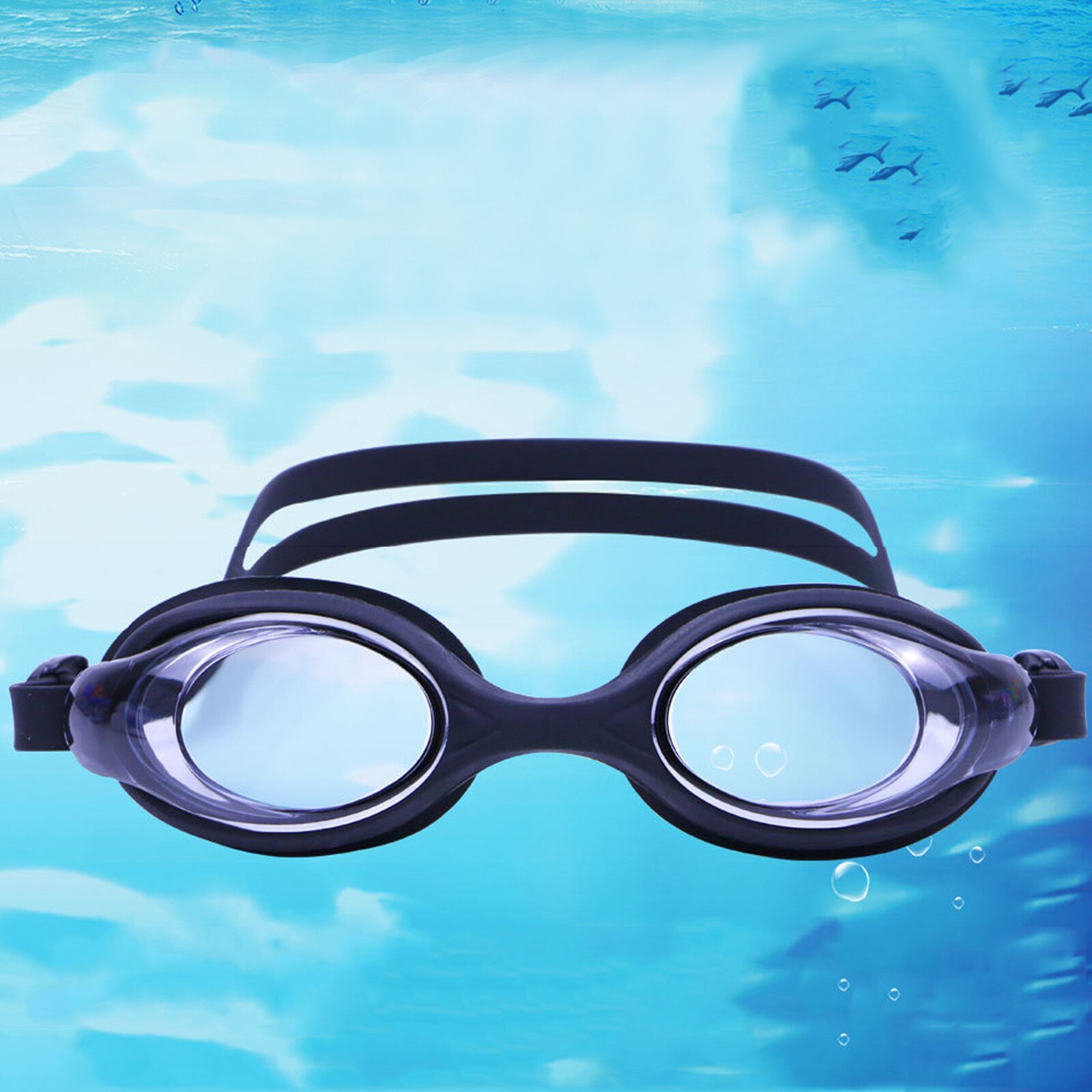 Zwembril Oordopje Professionele Volwassen Siliconen Badmuts Zwembad Bril Anti Fog Mannen Vrouwen Optische Waterdicht Eyewear Black: Default Title