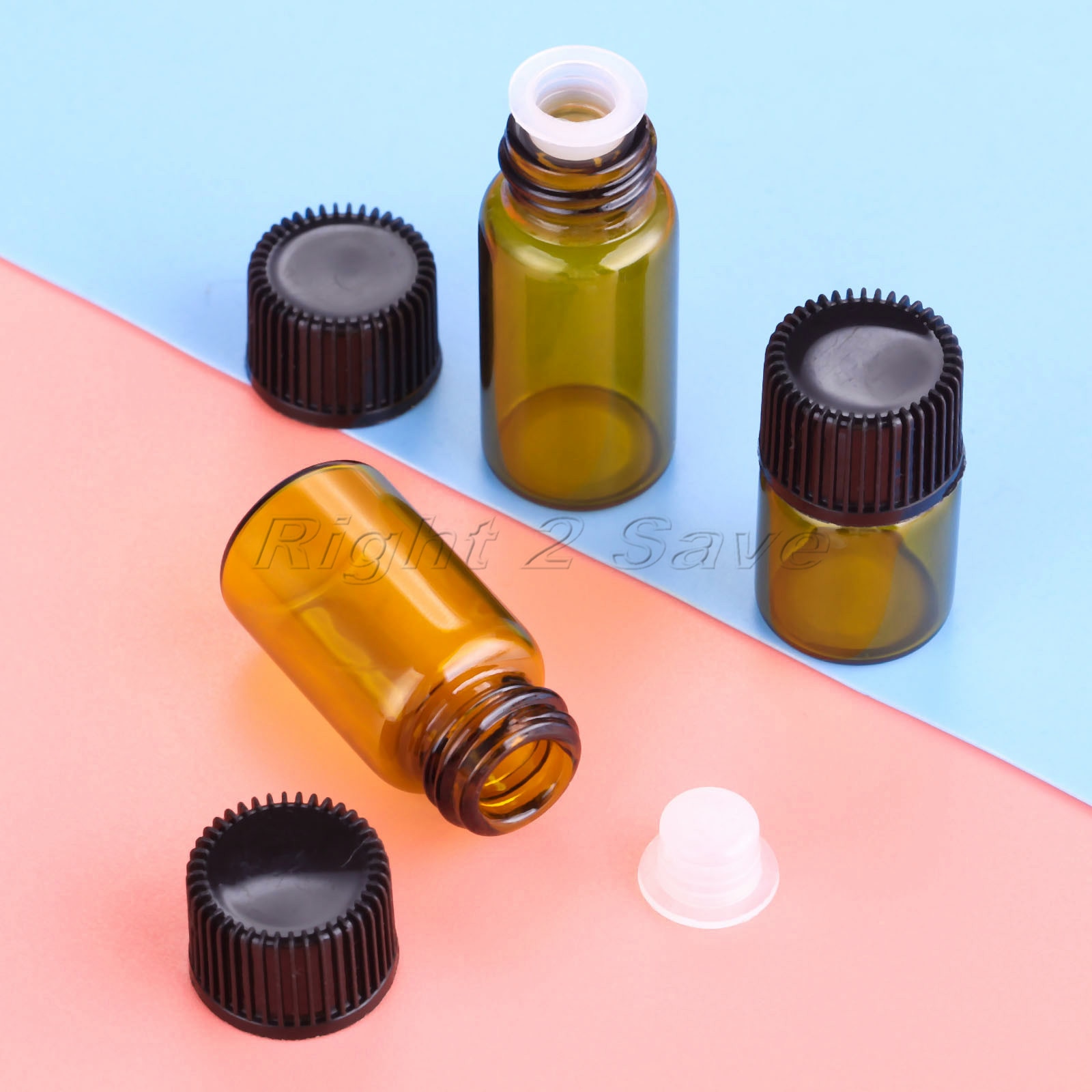 10pcs Essential Oil Glass bottles 1ml 2ml 3ml 4ml 5ml vegetable oil Essence Storing Aromatherapy black Cap Perfume Amber Vial