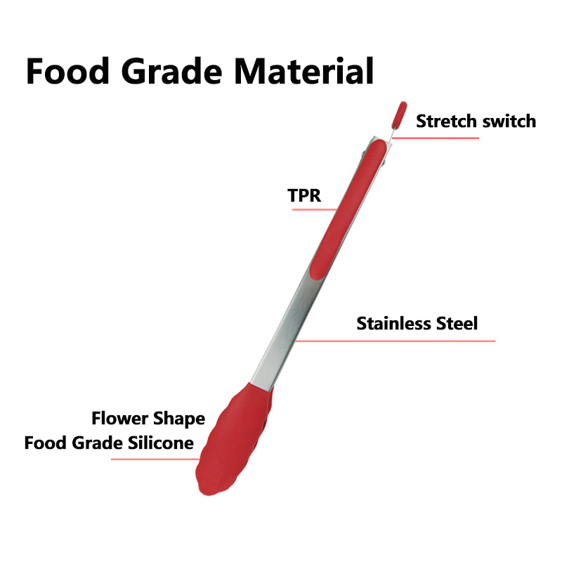 7/9/12 Inch Silicone Barbecue Grillen Tang Voor Brood Salade Serveren Eten Clips Bbq Gebruiksvoorwerpen Keuken Koken Tong Bpa gratis