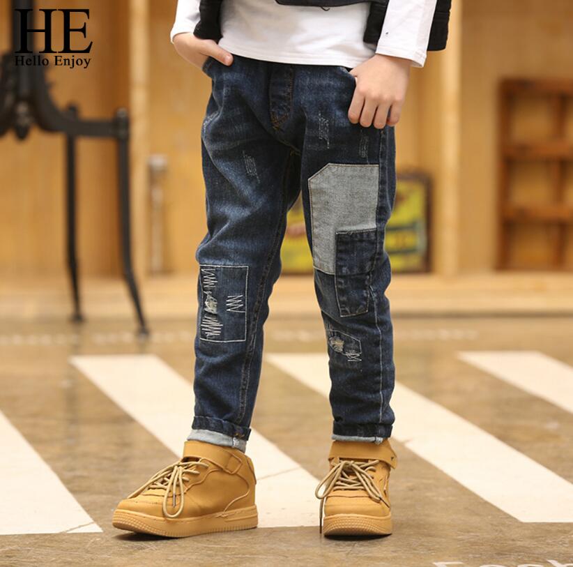 He hej njut pojkar byxor byxor barn jeans pojkar barn vår höst tonårspojkar jeans jeans lapptäcke skinny 12 år: 15