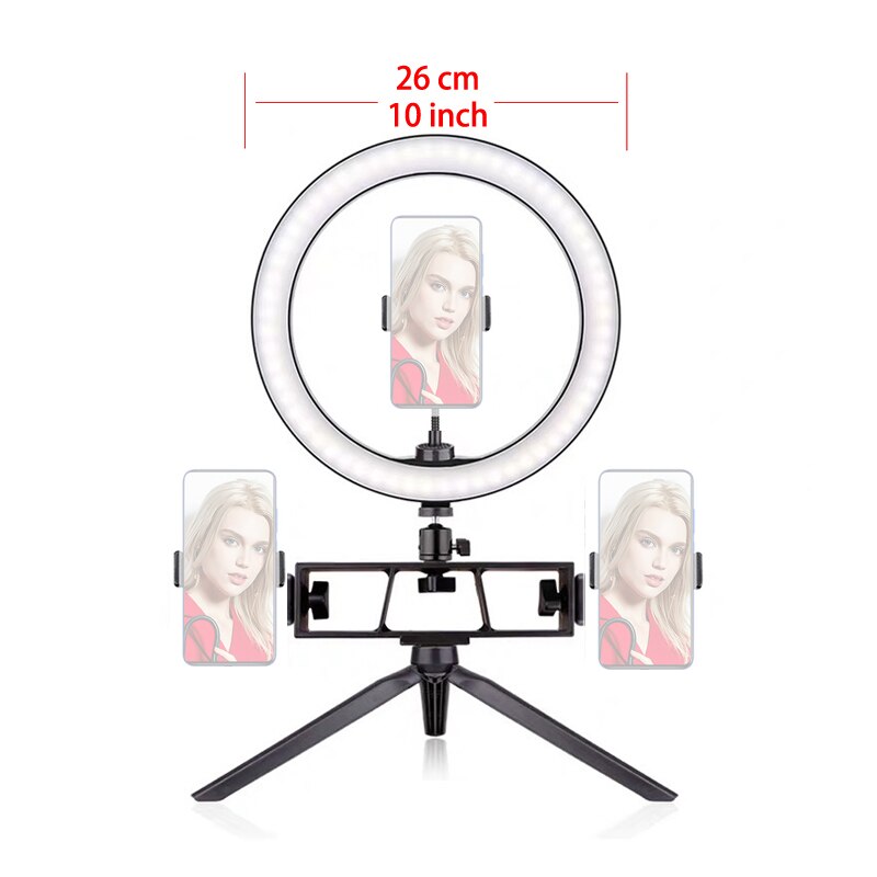 Runde Ring Lampe 26 Cm Video Selfie Ring mit Telefon Halfter für Fotografie Beleuchtung Stativ Stehen Machen-hoch Lampe foto Foto Kamera: 26cm-3-Halter