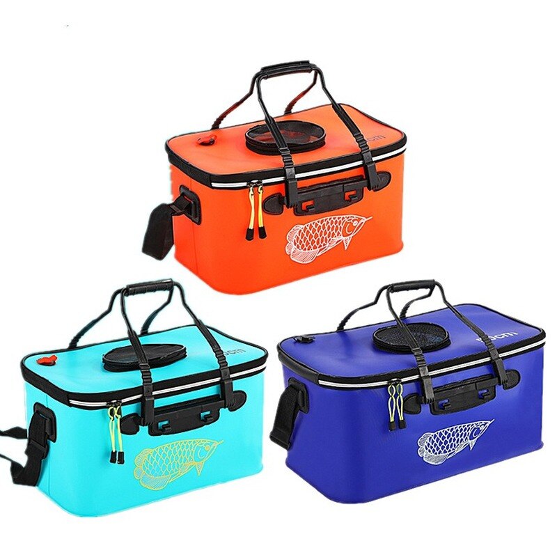Fishing bucket EVA folding live fish bucket with sunroof thickened bucket fishing tackle fishing box
