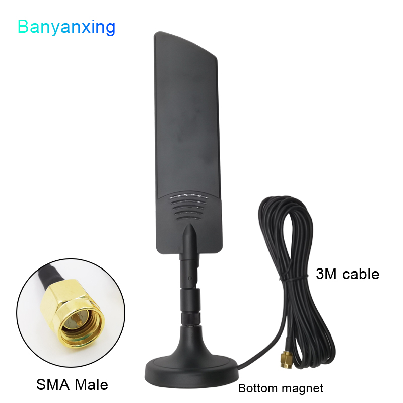 5G 4G 3G 2G WIFI Router Antenna High Gain 40dBi Folding Signal Booster Wide Range 600~6000Mhz: 3M SMA male